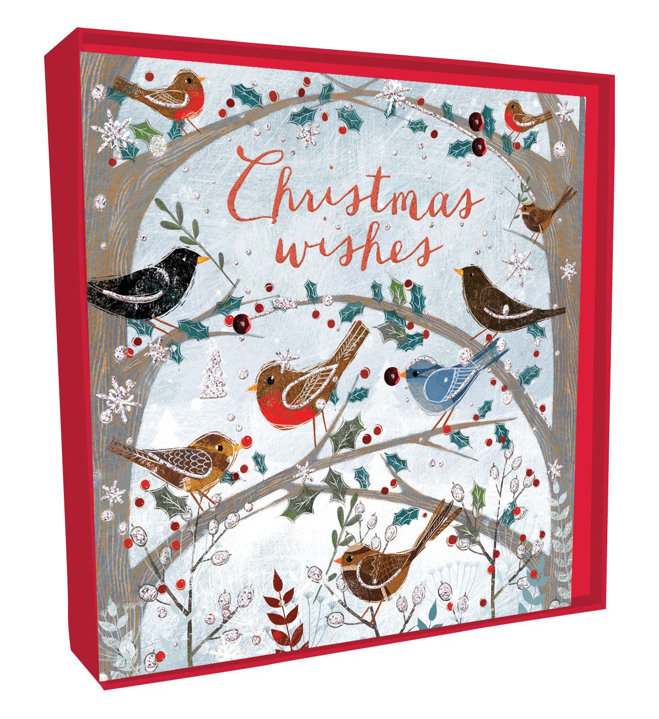 Box of 5 Festive Wild Birds Hand-Finished Christmas Cards