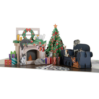 Festive Cats Pop Up Battersea Charity Christmas Greeting Card