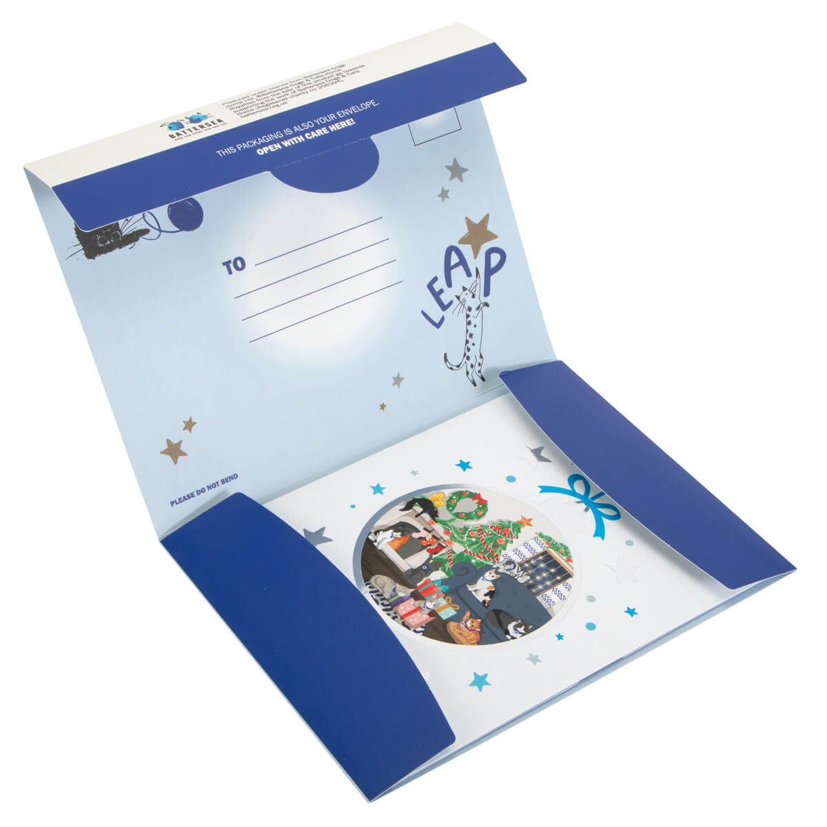 Festive Cats Pop Up Battersea Charity Christmas Greeting Card