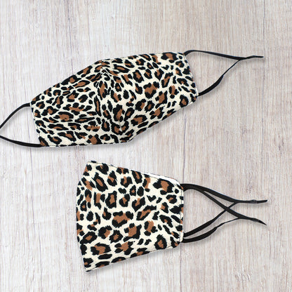 Fashionable Fabric Beige Leopard Print Face Mask Durable & Reusable
