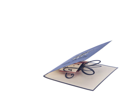 Red & Navy Gift Box Pop-Up Birthday Greeting Card Blank Inside