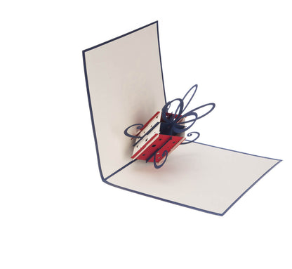 Red & Navy Gift Box Pop-Up Birthday Greeting Card Blank Inside