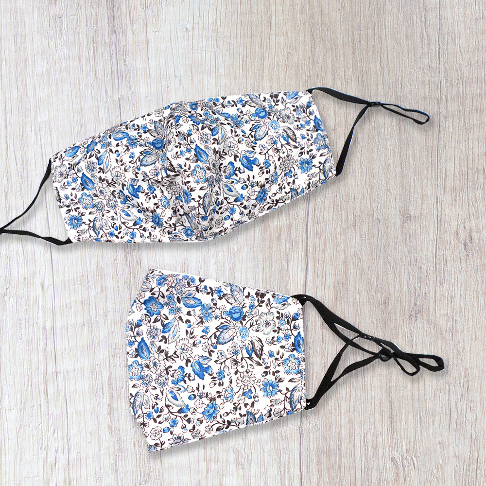 Fashionable Fabric Blue Ditsy Print Face Mask Durable & Reusable