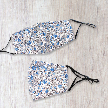 Fashionable Fabric Blue Ditsy Print Face Mask Durable & Reusable