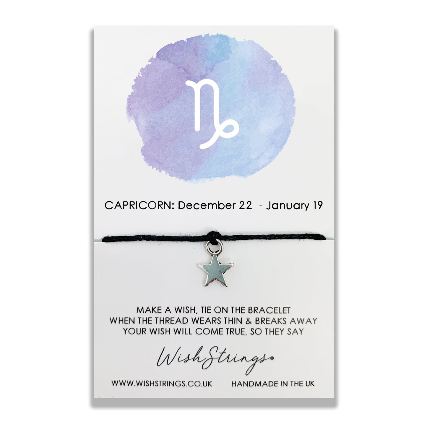 Capricorn Zodiac Wish String Bracelet With Lucky Charm