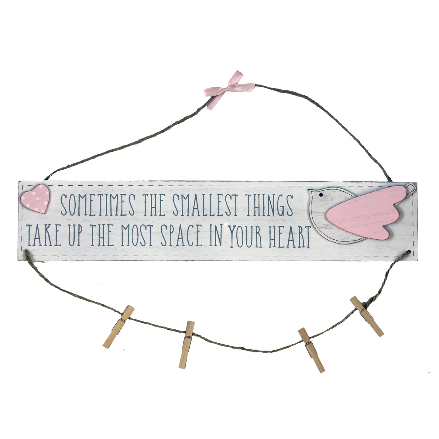 Petit Cheri Little Things Pink Hanging Plaque With Pegs