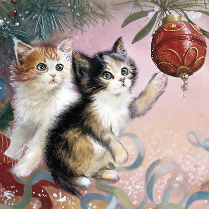 Pack of 6 Kittens Under The Tree Charity Christmas Cards