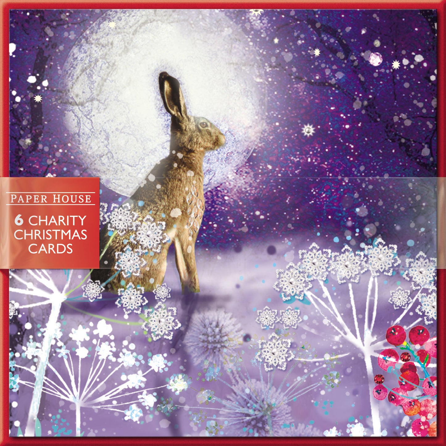 Pack of 6 Hare In Moonlight Charity Christmas Cards