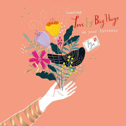 Love & Big Hugs Birthday Greeting Card By The Curious Inksmith