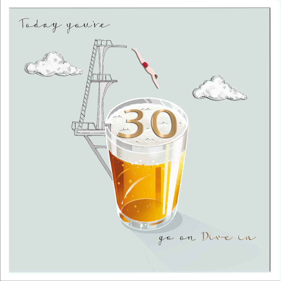 30 Go On Dive In Birthday Greeting Card By The Curious Inksmith