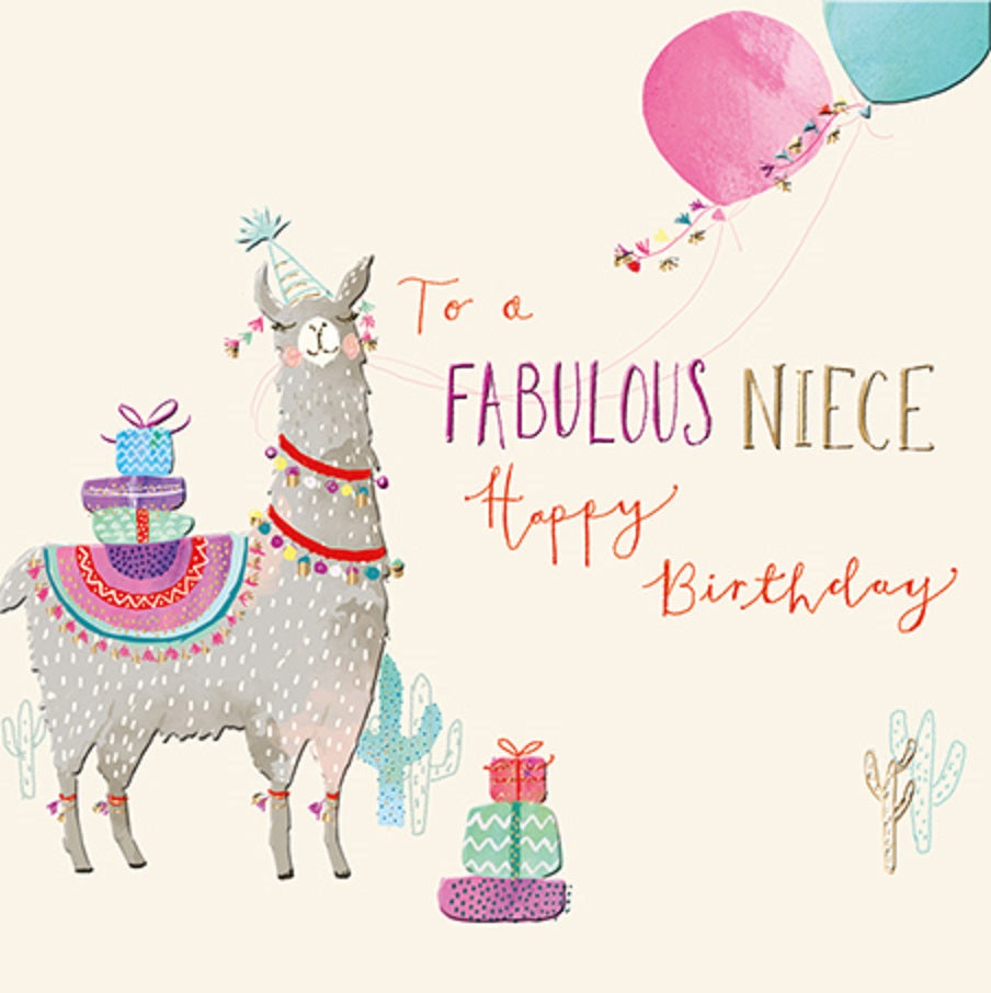 Niece Llama Birthday Greeting Card By The Curious Inksmith