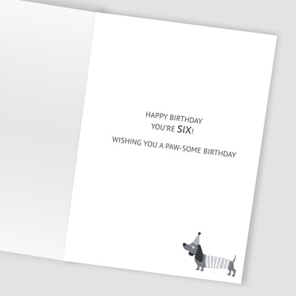 6th Birthday Sausage Dog Embellished Birthday Greeting Card