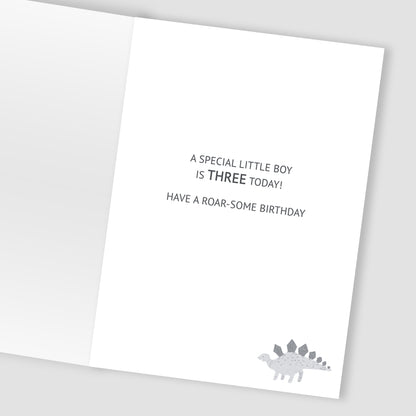 Boys 3rd Birthday Dinosaurs Embellished Greeting Card