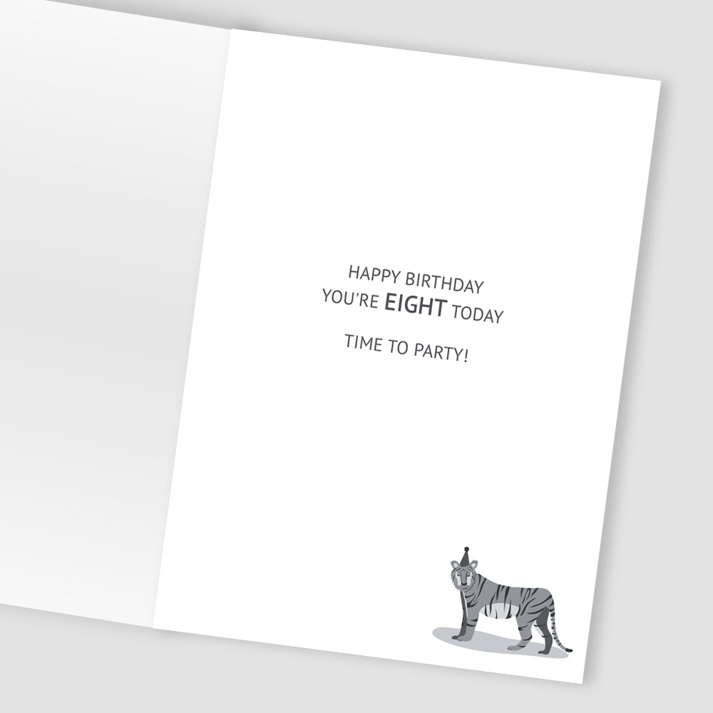 Boys 8th Birthday Jungle Party Cats Embellished Greeting Card