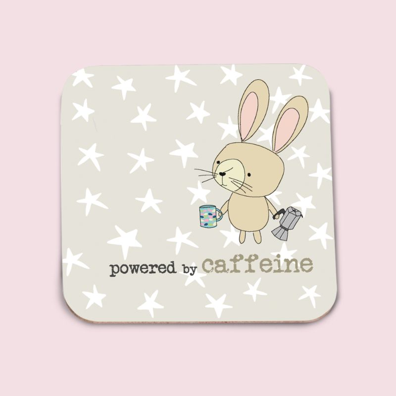 Powered By Caffeine Cute Rabbit Coaster