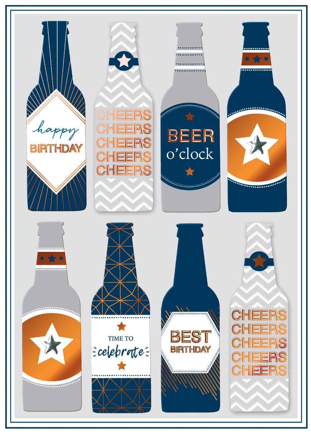 Beer O'clock Cheers Embellished Birthday Greeting Card
