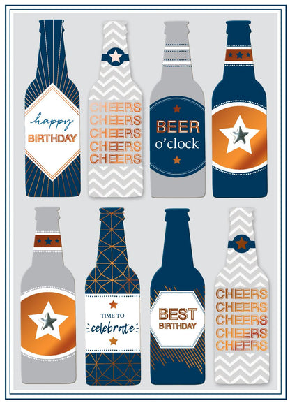 Beer O'clock Cheers Embellished Birthday Greeting Card