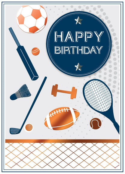 Sports Happy Birthday Embellished Birthday Greeting Card