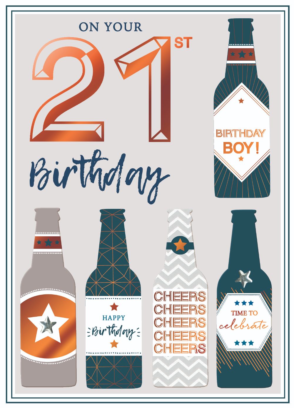 On Your 21st Birthday Embellished Birthday Greeting Card