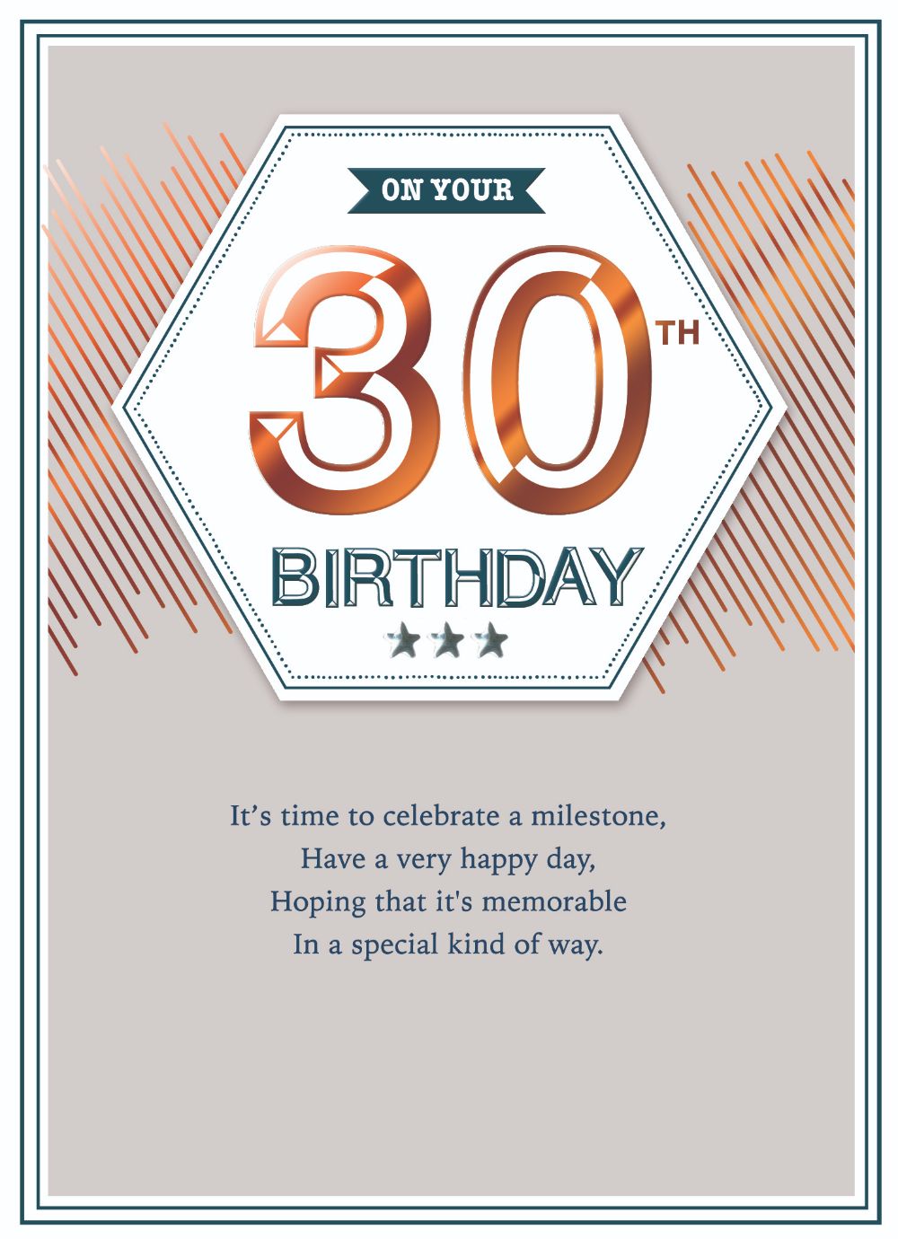 On Your 30th Birthday Embellished Birthday Greeting Card