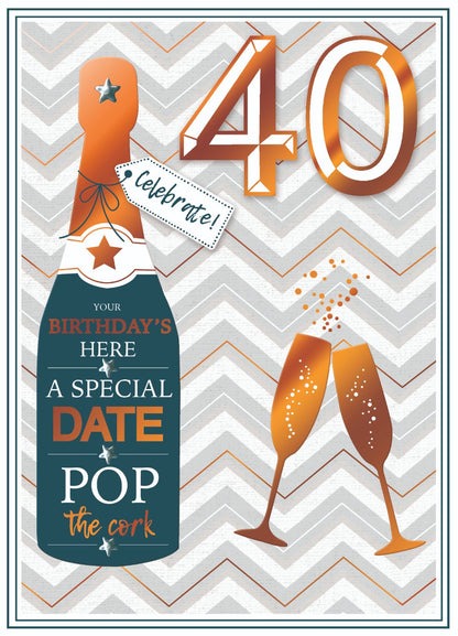On Your 40th Birthday Embellished Birthday Greeting Card