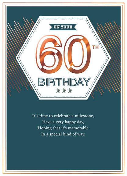 On Your 60th Birthday Embellished Birthday Greeting Card