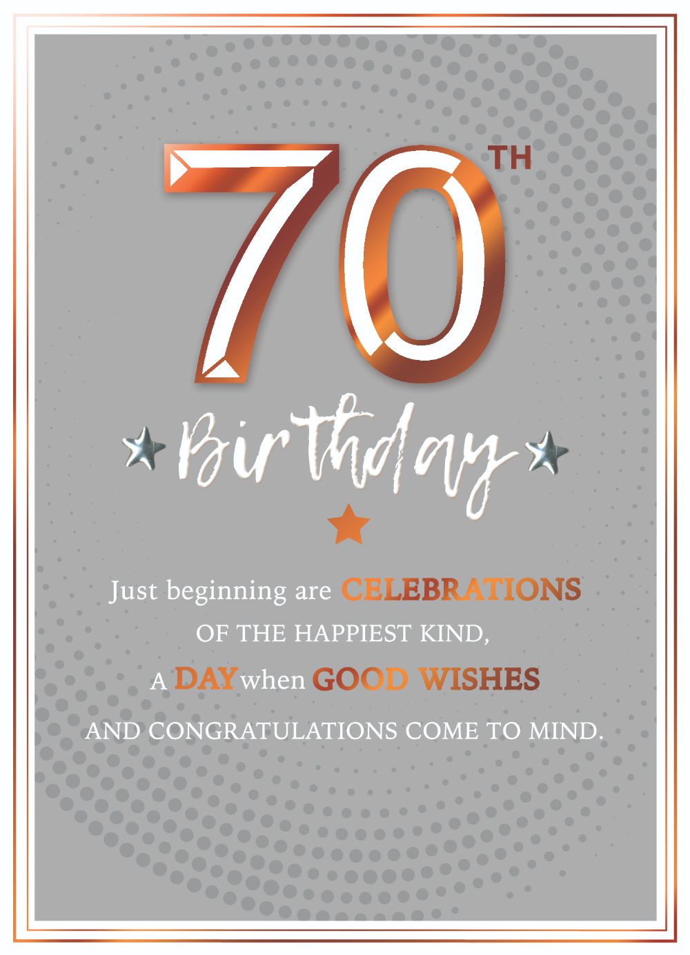 70th Birthday Good Wishes Embellished Birthday Greeting Card