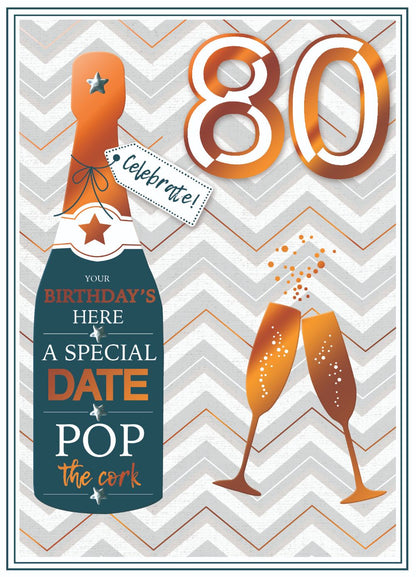 80th Birthday Special Day Embellished Birthday Greeting Card