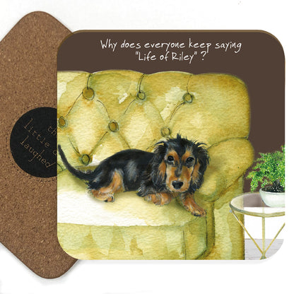 The Life Of Riley Wire-Haired Dachshund Little Dog Laughed Coaster