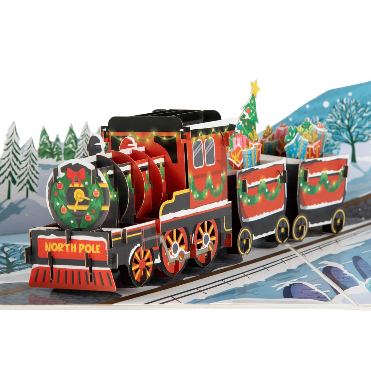 Polar Express Christmas Train 3D Festive Pop Up Greeting Card