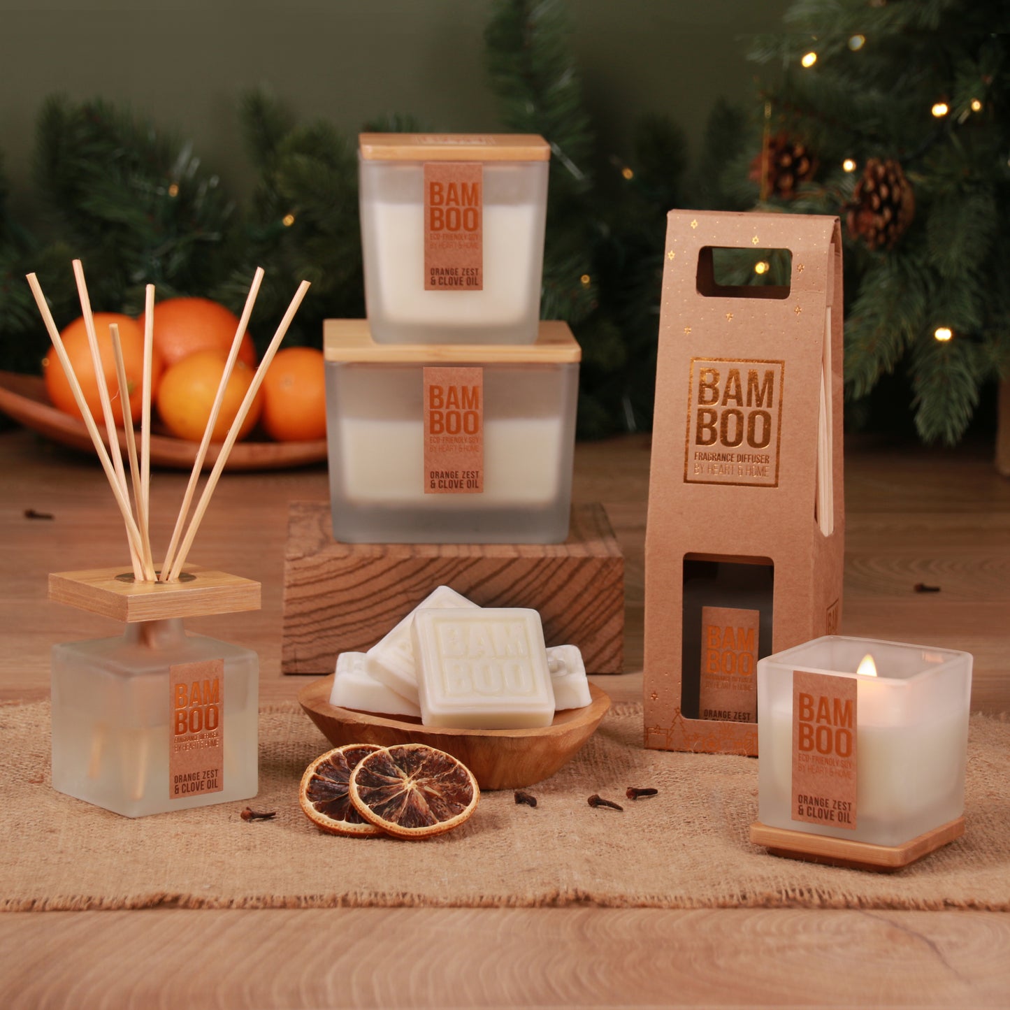 Heart & Home Bamboo Orange Zest & Clove Oil Centrepiece Candle