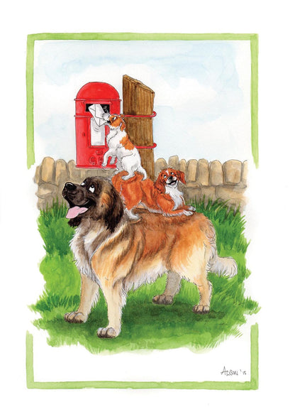 A Helping Hand Big Dogs! Alison's Animals Cartoon Greeting Card