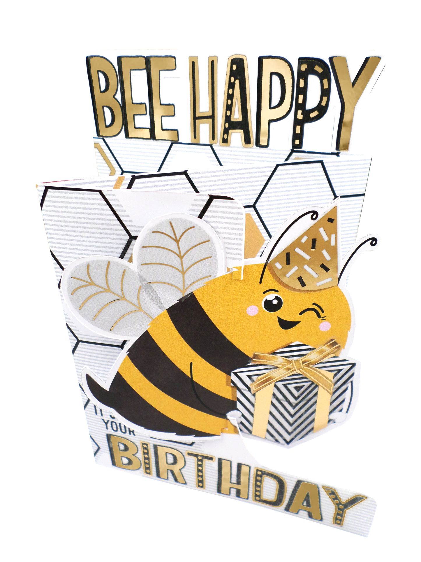 Bee Happy 3D Cutting Edge Birthday Card