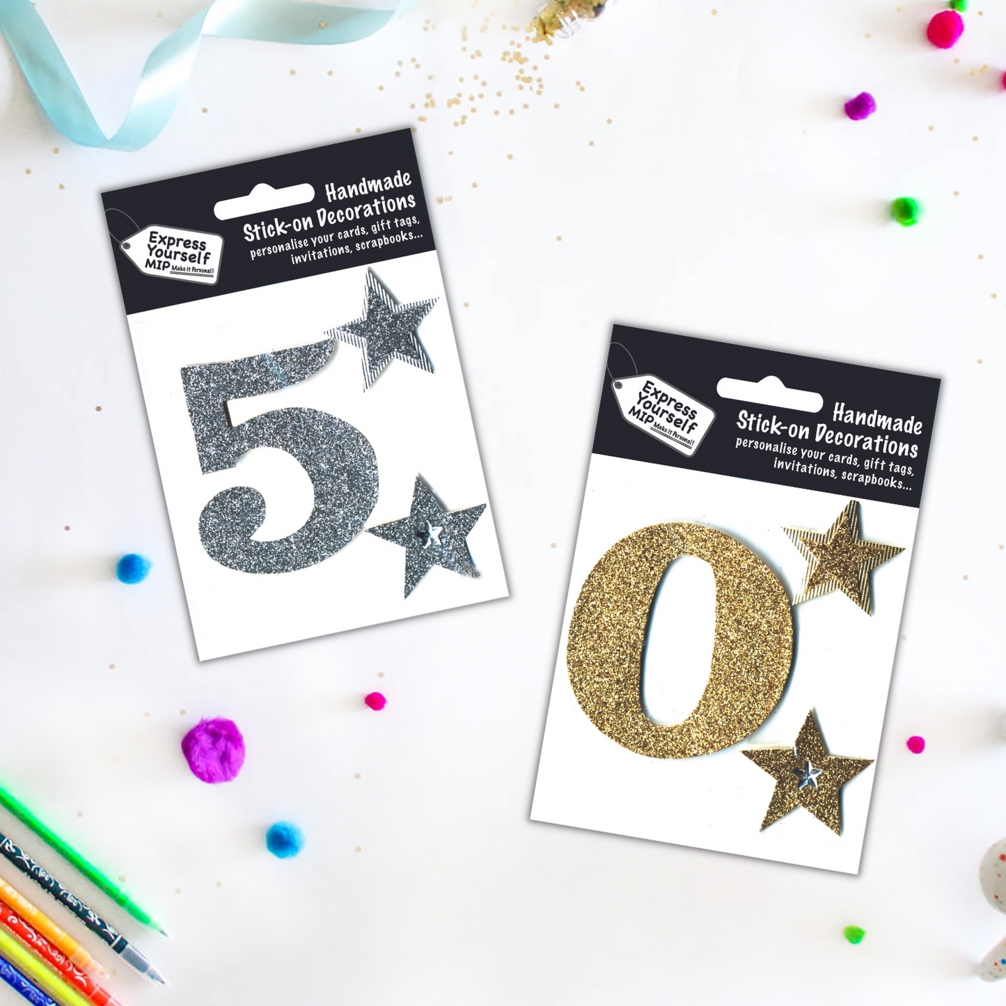 Silver Large Number 8 DIY Greeting Card Toppers