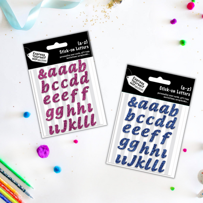 a-z Blue Alphabet Lower Case Letters DIY Card Toppers
