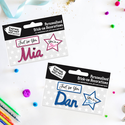 Ros Pink Name Sticker DIY Greeting Card Toppers