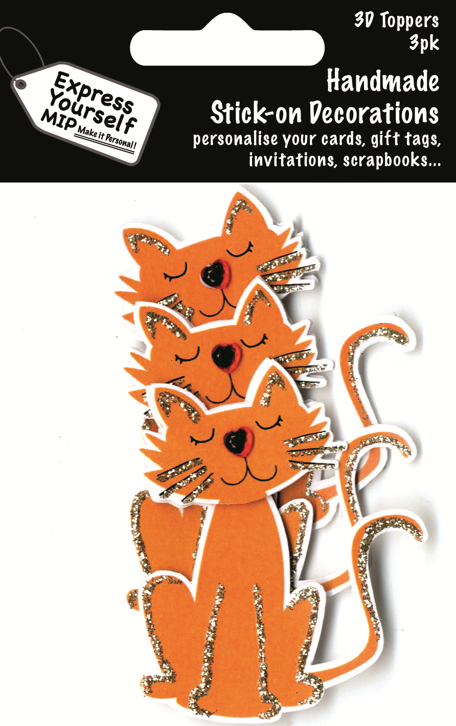 Ginger Cat Pack Of 3 DIY Greeting Card Toppers