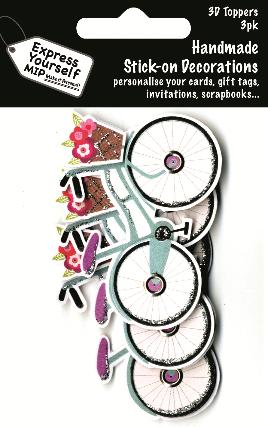 Bicycle Pack Of 3 DIY Greeting Card Toppers