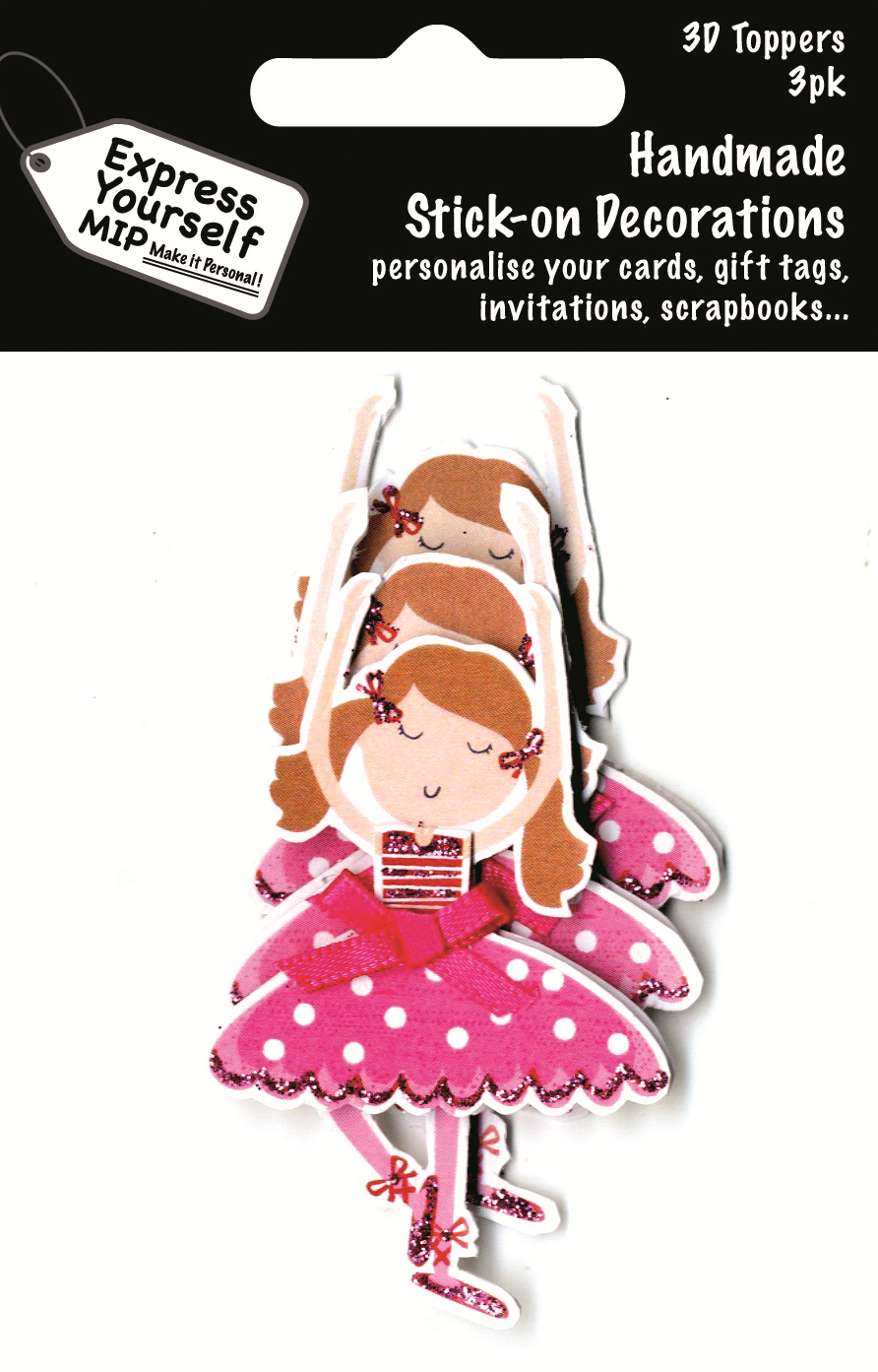 Pink Ballerina Pack Of 3 DIY Greeting Card Toppers