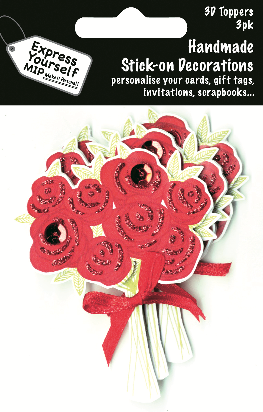 Bunch Of Roses Pack Of 3 DIY Greeting Card Toppers