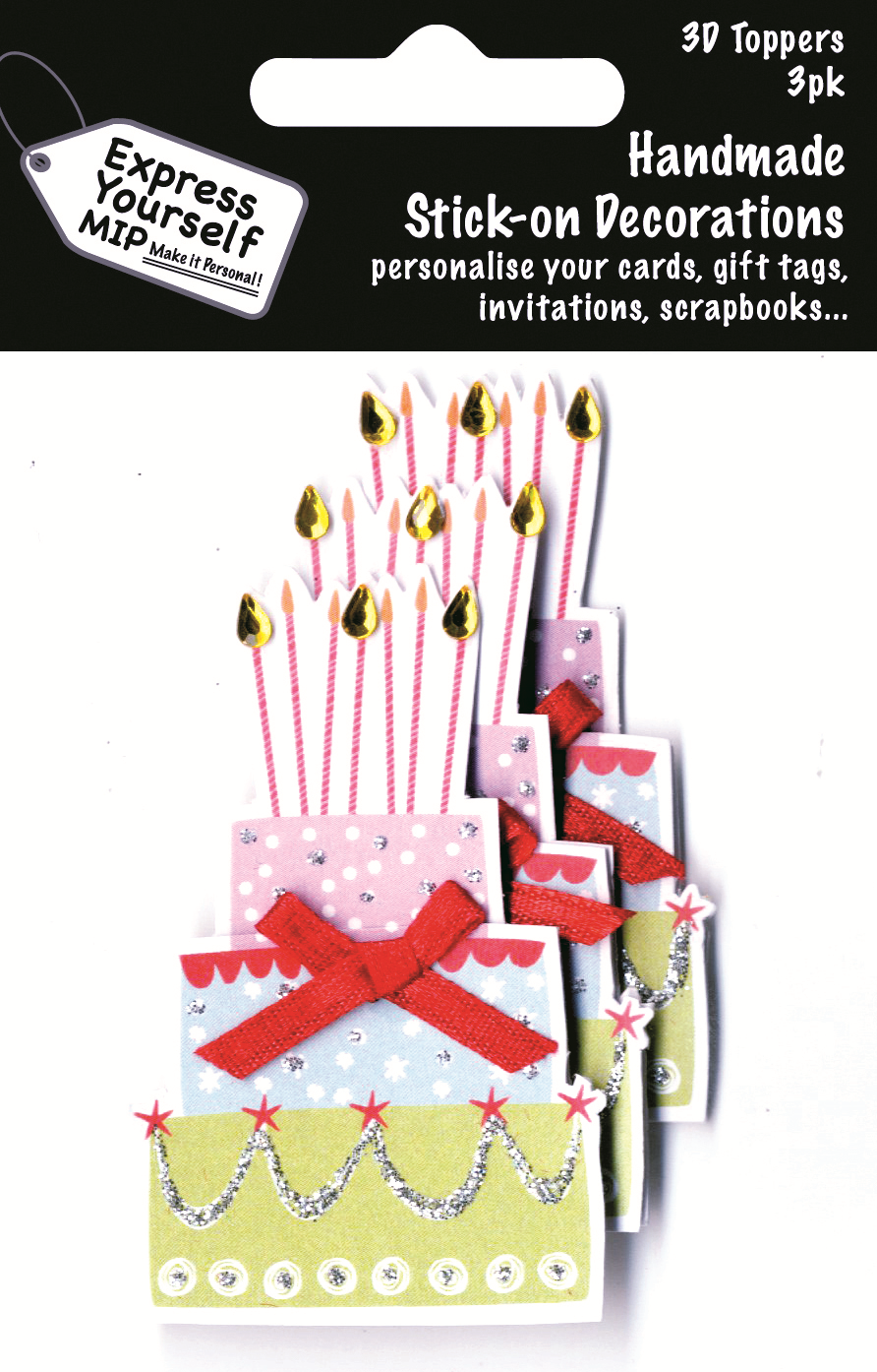 Cake With Candles Pack Of 3 DIY Greeting Card Toppers