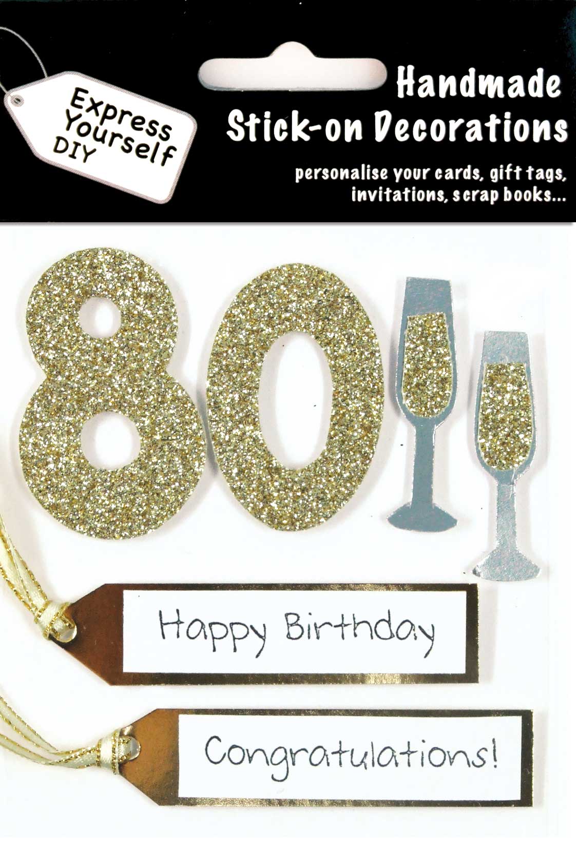 Gold 80th Birthday DIY Greeting Card Toppers