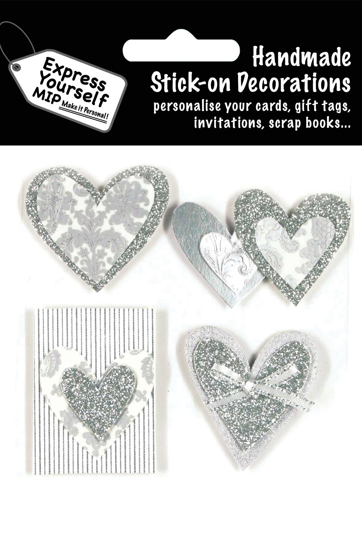 Silver Hearts DIY Greeting Card Toppers