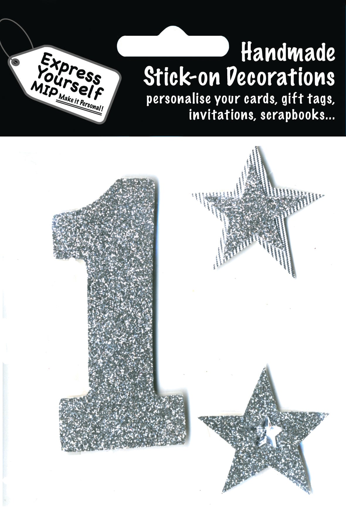 Silver Large Number 1 DIY Greeting Card Toppers