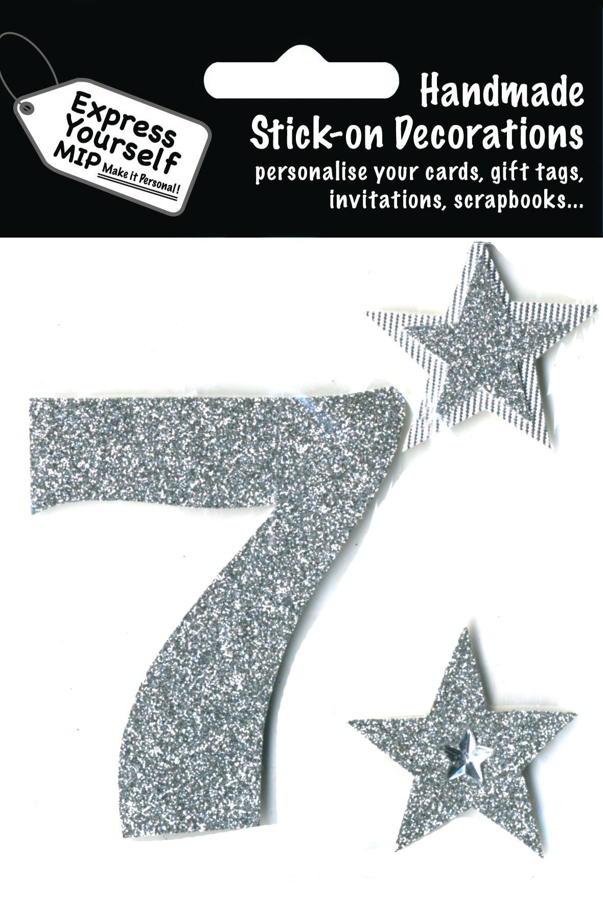 Silver Large Number 7 DIY Greeting Card Toppers