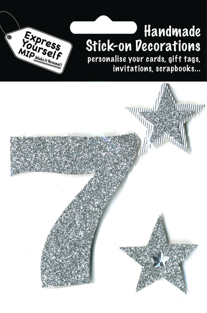 Silver Large Number 7 DIY Greeting Card Toppers