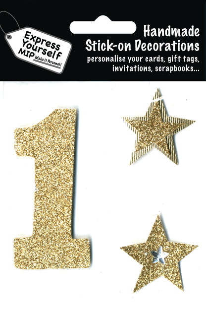 Gold Large Number 1 DIY Greeting Card Toppers
