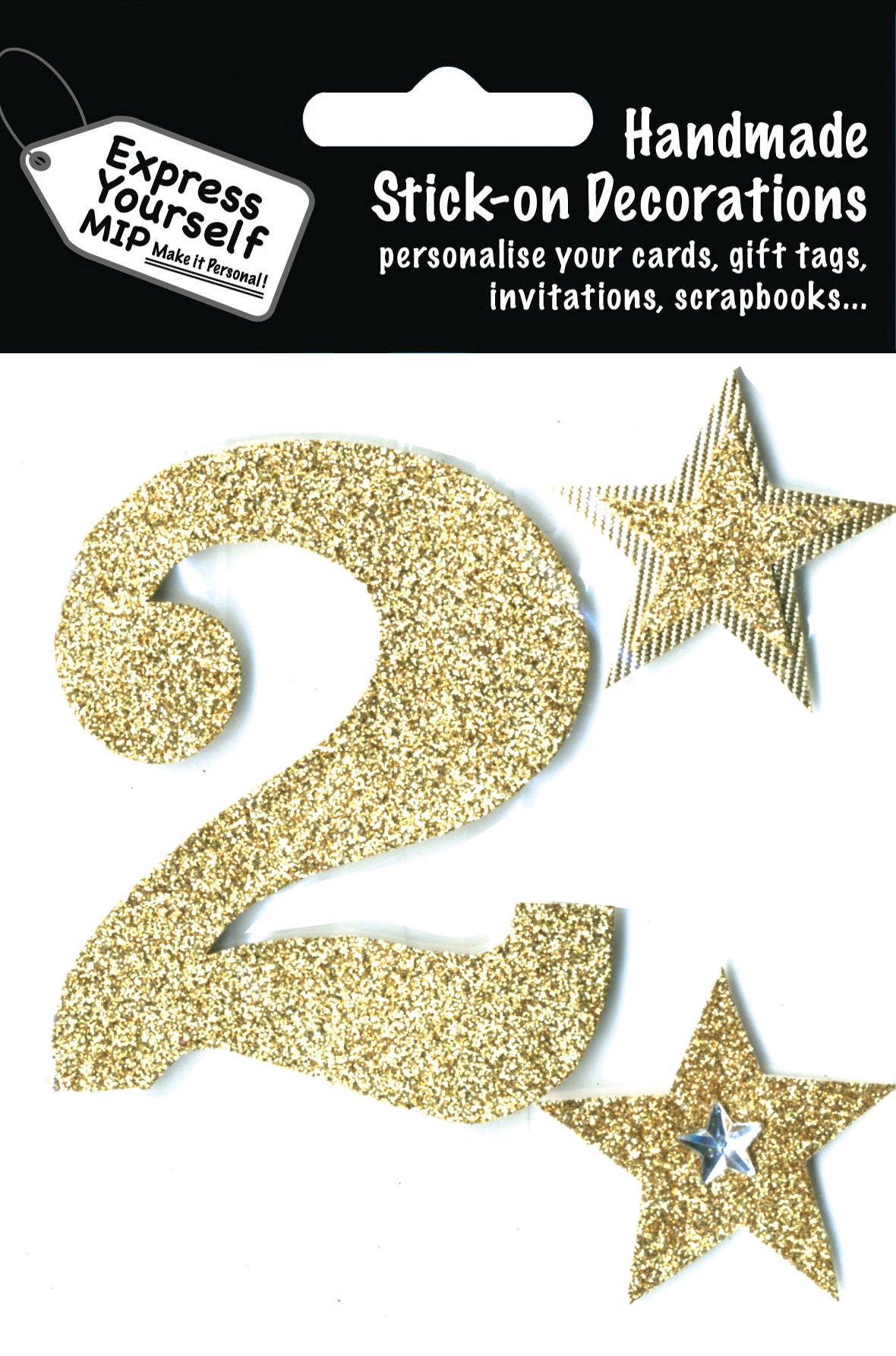 Gold Large Number 2 DIY Greeting Card Toppers
