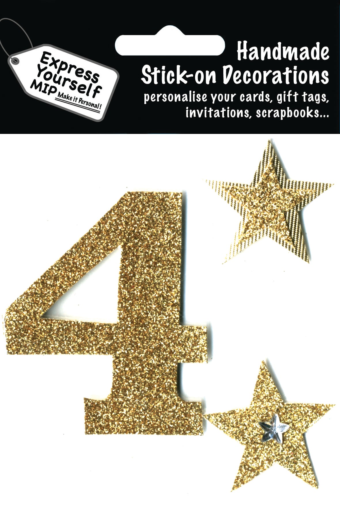 Gold Large Number 4 DIY Greeting Card Toppers