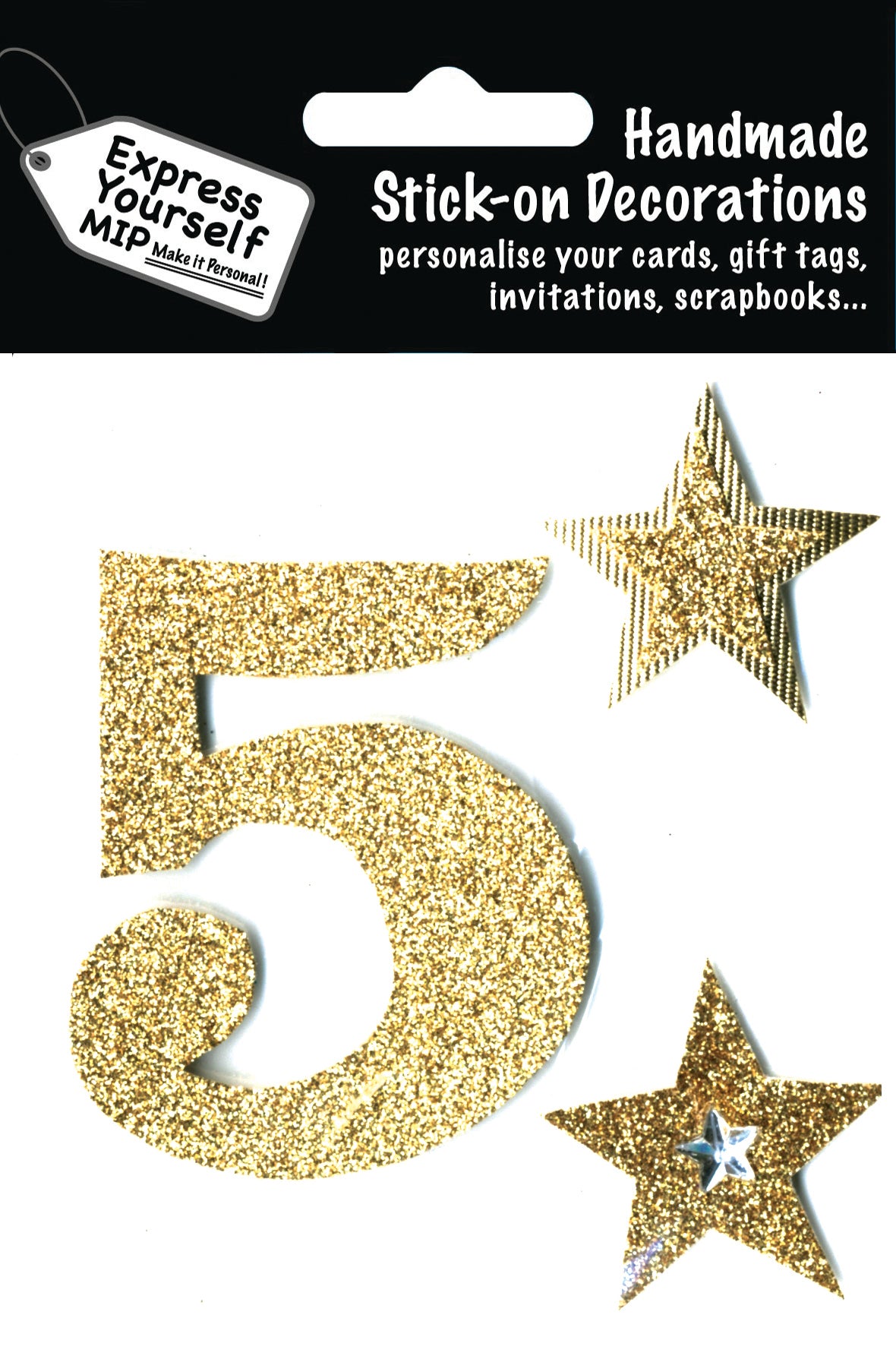 Gold Large Number 5 DIY Greeting Card Toppers